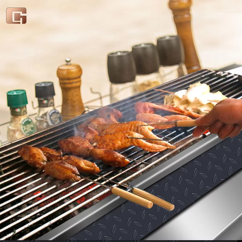 Stainless Steel Accessories Foldable Rotating Barbecue BBQ Smoker Grill Commercial