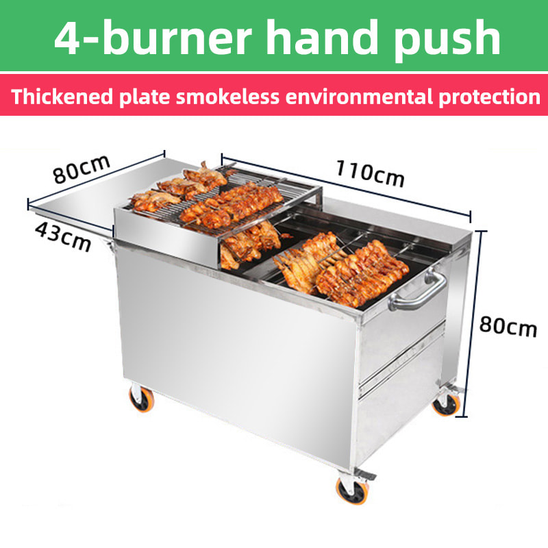 Hand-Push Type Commercial Stainless Steel Gas Pig Roasting Oven|Mutton Roaster|Chicken And Duck Roast Stove