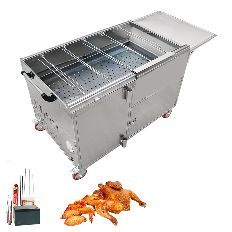 Chicken Grill Machine Automatic Rotating Charcoal Chicken Rotisserie Machine Roller Grill Chicken Machine