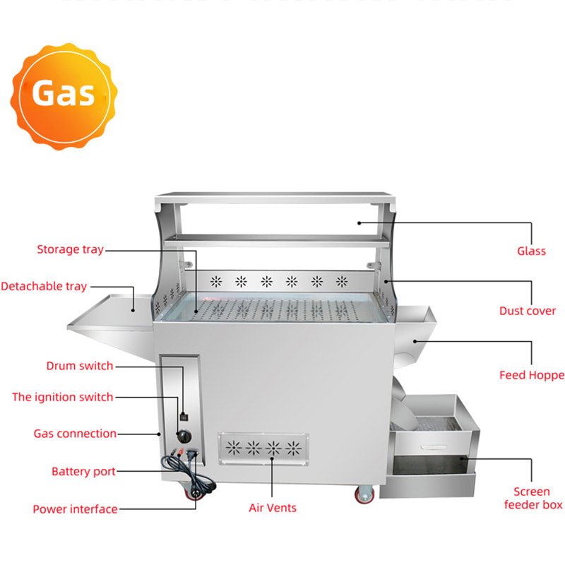 Gas Style Nuts Cashew Coffee Bean Walnut Melon Seed Barley Chestnut Roaster Roasting Machine